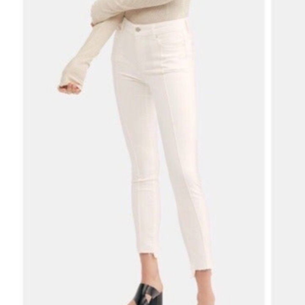 Free People Del Wray Cream Step Hem Raw Hem Jeans